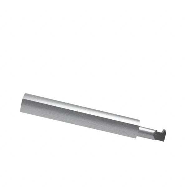 Accupro - 3/4" Cutting Depth, 8 to 32 TPI, 0.49" Diam, Internal Thread, Solid Carbide, Single Point Threading Tool - Bright Finish, 3" OAL, 1/2" Shank Diam, 0.12" Projection from Edge, 60° Profile Angle - Exact Tooling