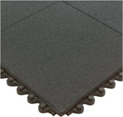 Wearwell - 3' Long x 3' Wide x 5/8" Thick, Anti-Fatigue Modular Matting Tiles - Male & Female, 4 Interlocking Sides, Black, For Dry & Wet Areas, Series 574 - Exact Tooling