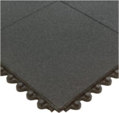 Wearwell - 3' Long x 3' Wide x 5/8" Thick, Anti-Fatigue Modular Matting Tiles - Male & Female, 4 Interlocking Sides, Black, For Dry & Wet Areas, Series 574 - Exact Tooling