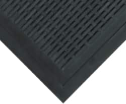 Wearwell - 5 Ft. Long x 3 Ft. Wide, Natural Rubber Surface, Raised Bars and Scrapers (Reversible) Entrance Matting - 5/16 Inch Thick, Outdoor, SBR Rubber, Black, 4 Edged Side, Series 224 - Exact Tooling