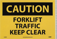 NMC - "Caution - Forklift Traffic - Keep Clear", 10" Long x 14" Wide, Pressure-Sensitive Vinyl Safety Sign - Rectangle, 0.004" Thick, Use for Accident Prevention - Exact Tooling