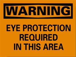 NMC - "Warning - Eye Protection Required in This Area", 10" Long x 14" Wide, Rigid Plastic Safety Sign - Rectangle, 0.05" Thick, Use for Accident Prevention - Exact Tooling