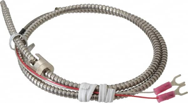 Thermo Electric - 32 to 900°F, J Universal Temp, Thermocouple Probe - 3 Ft. Cable Length, Stripped Ends with Spade Lugs, 1/4 Inch Probe Sheath Length, 1 Sec Response Time - Exact Tooling