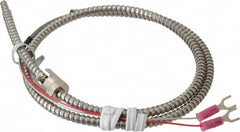 Thermo Electric - 32 to 900°F, J Universal Temp, Thermocouple Probe - 3 Ft. Cable Length, Stripped Ends with Spade Lugs, 1/4 Inch Probe Sheath Length, 1 Sec Response Time - Exact Tooling