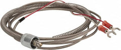 Thermo Electric - 32 to 900°F, J Universal Temp, Thermocouple Probe - 6 Ft. Cable Length, Stripped Ends with Spade Lugs, 1/4 Inch Probe Sheath Length, 1 Sec Response Time - Exact Tooling