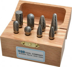SGS Pro - 8 Piece, 1/4" Shank Burr Set - Tungsten Carbide, Multiple Head Shape - Exact Tooling