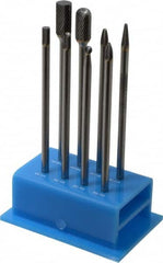 SGS Pro - 8 Piece, 1/4" Shank Burr Set - Tungsten Carbide, Multiple Head Shape - Exact Tooling