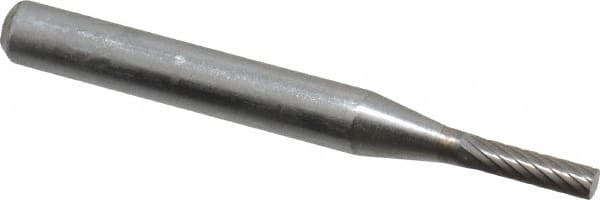 SGS Pro - 1/8" Cut Diam, 1/4" Shank Diam, Cylinder Head Single Cut Burr - Carbide, Flat End, 1/2" LOC - Exact Tooling