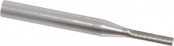 SGS Pro - 1/8" Cut Diam, 1/4" Shank Diam, Cylinder Head Single Cut Burr - Carbide, Flat End, 5/8" LOC, 2" OAL - Exact Tooling