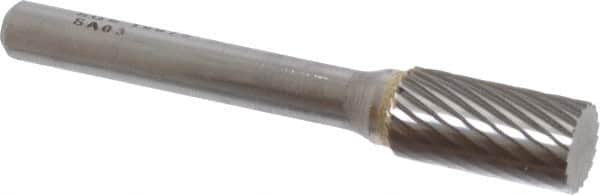 SGS Pro - 3/8" Cut Diam, 1/4" Shank Diam, Cylinder Head Single Cut Burr - Carbide, Flat End, 3/4" LOC, 2-1/2" OAL - Exact Tooling