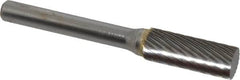SGS Pro - 3/8" Cut Diam, 1/4" Shank Diam, Cylinder Head Single Cut Burr - Carbide, Flat End, 1" LOC - Exact Tooling