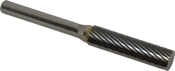 SGS Pro - 3/8" Cut Diam, 1/4" Shank Diam, Cylinder Head Single Cut Burr - Carbide, Flat End, 1-1/2" LOC - Exact Tooling