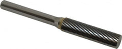 SGS Pro - 3/8" Cut Diam, 1/4" Shank Diam, Cylinder Head Single Cut Burr - Carbide, Flat End, 1-1/2" LOC - Exact Tooling