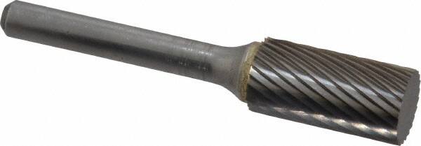 SGS Pro - 1/2" Cut Diam, 1/4" Shank Diam, Cylinder Head Single Cut Burr - Carbide, Flat End, 1" LOC, 2-3/4" OAL - Exact Tooling