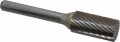 SGS Pro - 1/2" Cut Diam, 1/4" Shank Diam, Cylinder Head Single Cut Burr - Carbide, Flat End, 1" LOC, 2-3/4" OAL - Exact Tooling