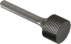 SGS Pro - 3/4" Cut Diam, 1/4" Shank Diam, Cylinder Head Single Cut Burr - Carbide, Flat End, 1/2" LOC - Exact Tooling
