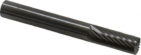 SGS Pro - 1/4" Cut Diam, 1/4" Shank Diam, Cylinder with End Cut Head Single Cut Burr - Carbide, End Cut End, 5/8" LOC, 2" OAL - Exact Tooling