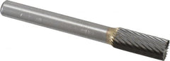 SGS Pro - 5/16" Cut Diam, 1/4" Shank Diam, Cylinder with End Cut Head Single Cut Burr - Carbide, End Cut End, 3/4" LOC, 2-1/2" OAL - Exact Tooling