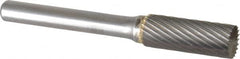 SGS Pro - 3/8" Cut Diam, 1/4" Shank Diam, Cylinder with End Cut Head Single Cut Burr - Carbide, End Cut End, 1" LOC - Exact Tooling