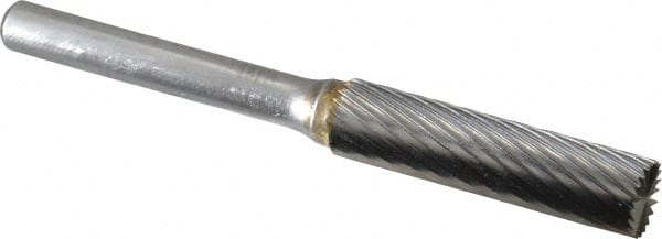 SGS Pro - 3/8" Cut Diam, 1/4" Shank Diam, Cylinder with End Cut Head Single Cut Burr - Carbide, End Cut End, 1-1/2" LOC - Exact Tooling