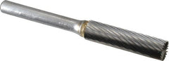 SGS Pro - 3/8" Cut Diam, 1/4" Shank Diam, Cylinder with End Cut Head Single Cut Burr - Carbide, End Cut End, 1-1/2" LOC - Exact Tooling