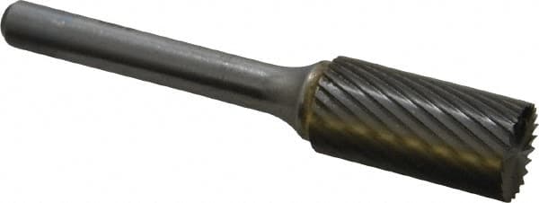 SGS Pro - 1/2" Cut Diam, 1/4" Shank Diam, Cylinder with End Cut Head Single Cut Burr - Carbide, End Cut End, 1" LOC, 2-3/4" OAL - Exact Tooling