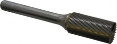 SGS Pro - 1/2" Cut Diam, 1/4" Shank Diam, Cylinder with End Cut Head Single Cut Burr - Carbide, End Cut End, 1" LOC, 2-3/4" OAL - Exact Tooling