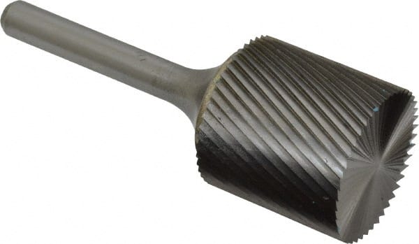 SGS Pro - 1" Cut Diam, 1/4" Shank Diam, Cylinder with End Cut Head Single Cut Burr - Carbide, End Cut End, 1" LOC, 2-3/4" OAL - Exact Tooling