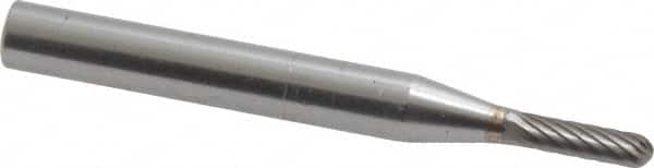 SGS Pro - 1/8" Cut Diam, 1/4" Shank Diam, Cylinder with Radius Head Single Cut Burr - Carbide, Radius End, 1/2" LOC - Exact Tooling