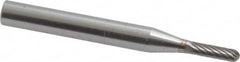 SGS Pro - 1/8" Cut Diam, 1/4" Shank Diam, Cylinder with Radius Head Single Cut Burr - Carbide, Radius End, 1/2" LOC - Exact Tooling