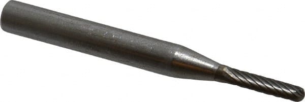 SGS Pro - 1/8" Cut Diam, 1/4" Shank Diam, Cylinder with Radius Head Single Cut Burr - Carbide, Radius End, 5/8" LOC - Exact Tooling