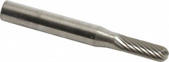 SGS Pro - 3/16" Cut Diam, 1/4" Shank Diam, Cylinder with Radius Head Single Cut Burr - Carbide, Radius End, 5/8" LOC - Exact Tooling