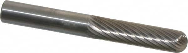 SGS Pro - 1/4" Cut Diam, 1/4" Shank Diam, Cylinder with Radius Head Single Cut Burr - Carbide, Radius End, 1" LOC, 2" OAL - Exact Tooling