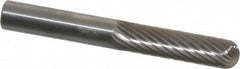 SGS Pro - 1/4" Cut Diam, 1/4" Shank Diam, Cylinder with Radius Head Single Cut Burr - Carbide, Radius End, 1" LOC, 2" OAL - Exact Tooling