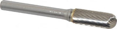 SGS Pro - 3/8" Cut Diam, 1/4" Shank Diam, Cylinder with Radius Head Single Cut Burr - Carbide, Radius End, 1" LOC - Exact Tooling