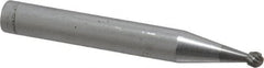 SGS Pro - 1/8" Cut Diam, 1/4" Shank Diam, Ball Head Single Cut Burr - Carbide, Radius End, 3/32" LOC - Exact Tooling