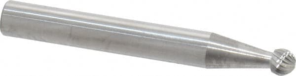 SGS Pro - 3/16" Cut Diam, 1/4" Shank Diam, Ball Head Single Cut Burr - Carbide, Radius End, 1/8" LOC - Exact Tooling