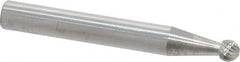 SGS Pro - 3/16" Cut Diam, 1/4" Shank Diam, Ball Head Single Cut Burr - Carbide, Radius End, 1/8" LOC - Exact Tooling
