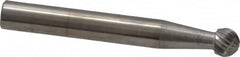 SGS Pro - 1/4" Cut Diam, 1/4" Shank Diam, Ball Head Single Cut Burr - Carbide, Radius End, 7/32" LOC - Exact Tooling