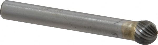 SGS Pro - 5/16" Cut Diam, 1/4" Shank Diam, Ball Head Single Cut Burr - Carbide, Radius End, 1/4" LOC - Exact Tooling