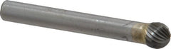 SGS Pro - 5/16" Cut Diam, 1/4" Shank Diam, Ball Head Single Cut Burr - Carbide, Radius End, 1/4" LOC - Exact Tooling