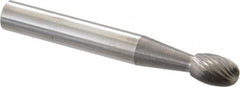 SGS Pro - 1/4" Cut Diam, 1/4" Shank Diam, Oval Head Single Cut Burr - Carbide, Radius End, 3/8" LOC - Exact Tooling