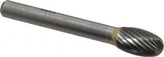 SGS Pro - 3/8" Cut Diam, 1/4" Shank Diam, Oval Head Single Cut Burr - Carbide, Radius End, 5/8" LOC - Exact Tooling