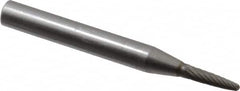 SGS Pro - 1/8" Cut Diam, 1/4" Shank Diam, Tree Head Single Cut Burr - Carbide, Radius End, 1/2" LOC - Exact Tooling