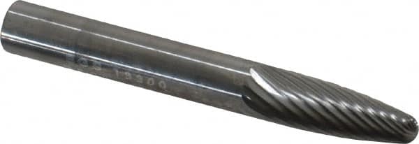 SGS Pro - 1/4" Cut Diam, 1/4" Shank Diam, Tree Head Single Cut Burr - Carbide, Radius End, 3/4" LOC - Exact Tooling