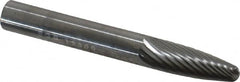 SGS Pro - 1/4" Cut Diam, 1/4" Shank Diam, Tree Head Single Cut Burr - Carbide, Radius End, 3/4" LOC - Exact Tooling