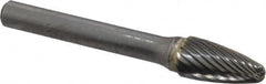 SGS Pro - 3/8" Cut Diam, 1/4" Shank Diam, Tree Head Single Cut Burr - Carbide, Radius End, 3/4" LOC - Exact Tooling