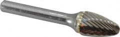 SGS Pro - 1/2" Cut Diam, 1/4" Shank Diam, Tree Head Single Cut Burr - Carbide, Radius End, 3/4" LOC - Exact Tooling