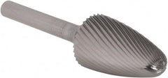 SGS Pro - 3/4" Cut Diam, 1/4" Shank Diam, Tree Head Single Cut Burr - Carbide, Radius End, 1-1/4" LOC - Exact Tooling