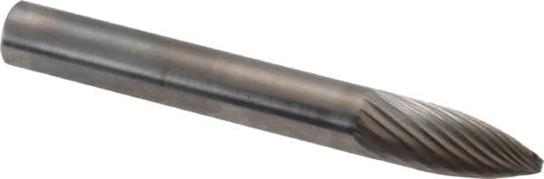 SGS Pro - 1/4" Cut Diam, 1/4" Shank Diam, Tree Head Single Cut Burr - Carbide, Point End, 5/8" LOC, 2" OAL - Exact Tooling